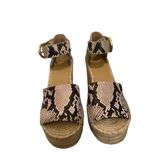 Marc Fisher Women Snake Print Alida Espadrille Platform Wedge Sandal Size 9.5M - Picture 1 of 8